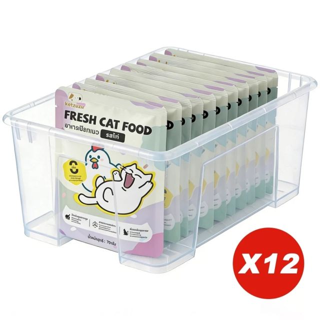 อาหารแมวเปียก รสไก่ 12 ชิ้น แบรนด์ Ketzuzu